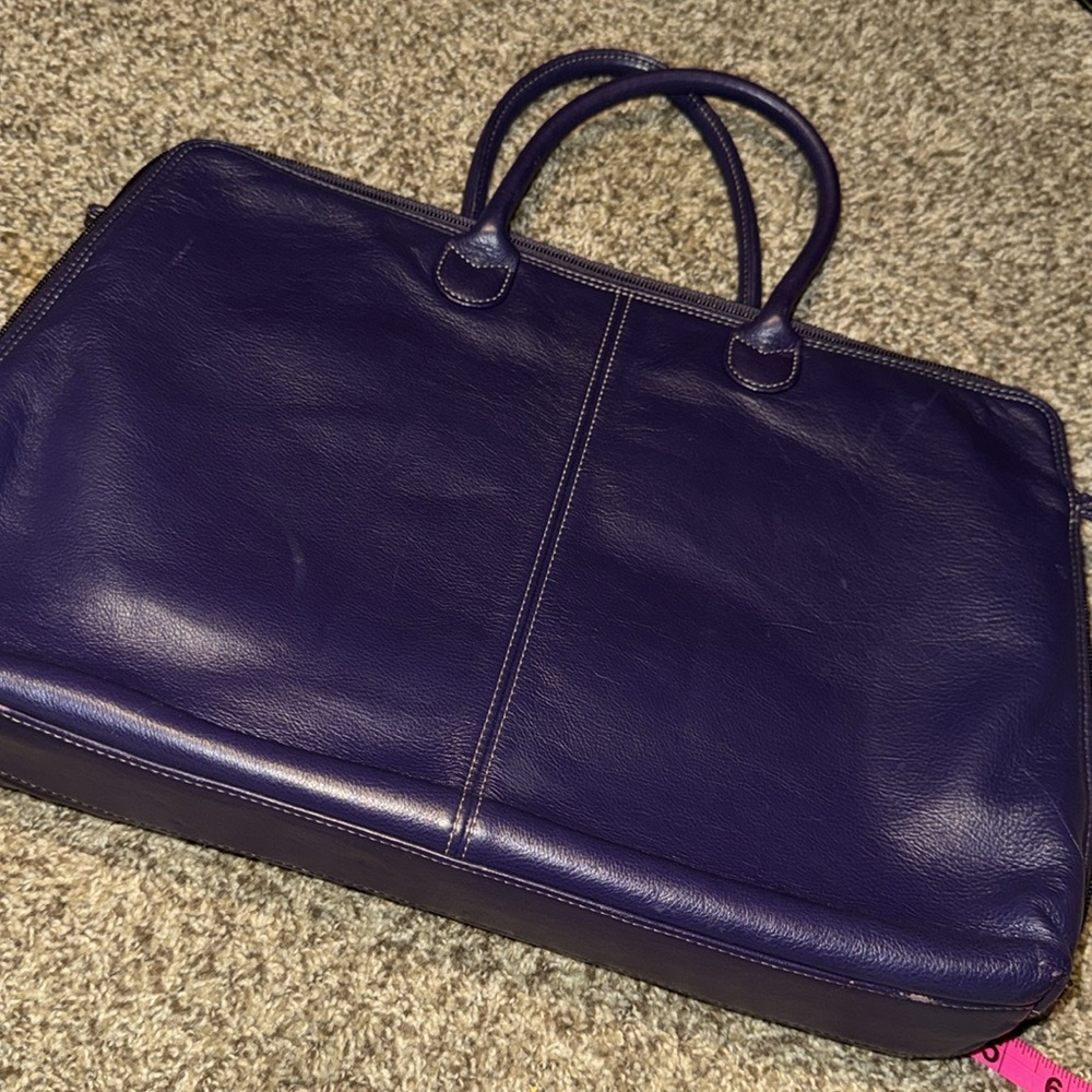 Gorgeous Levenger grape purple leather laptop bag / business tote - EUC! - Picture 13 of 13